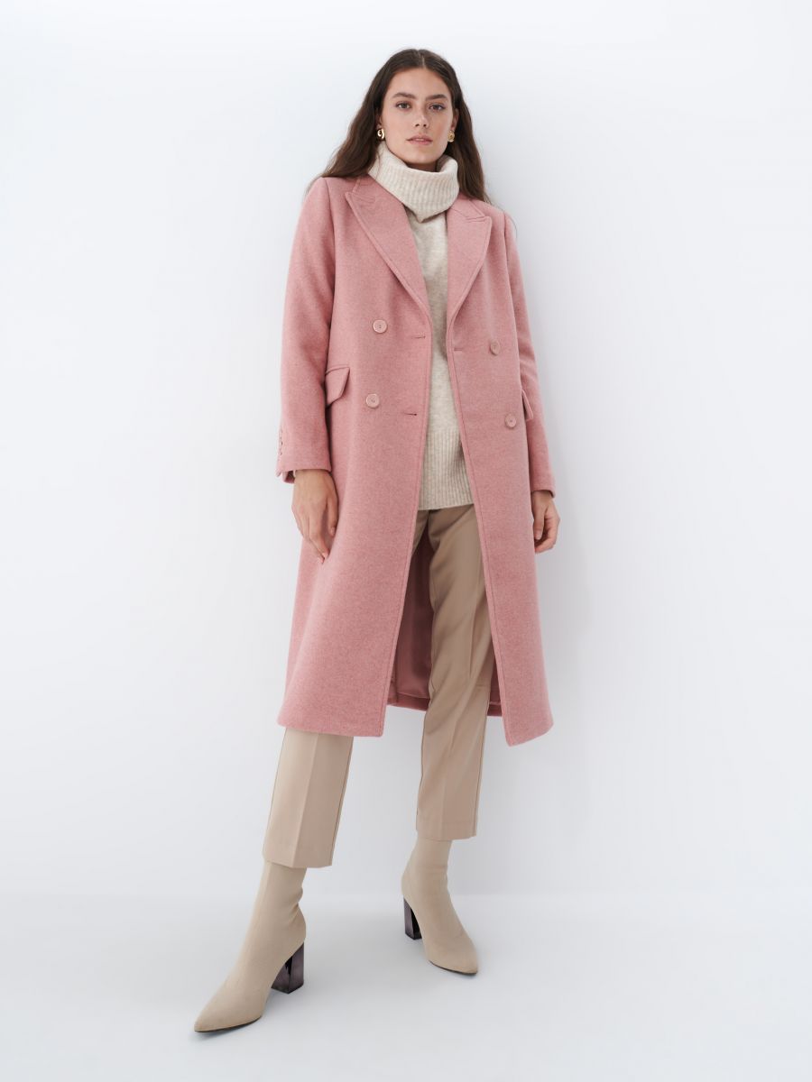 dusty rose wool coat
