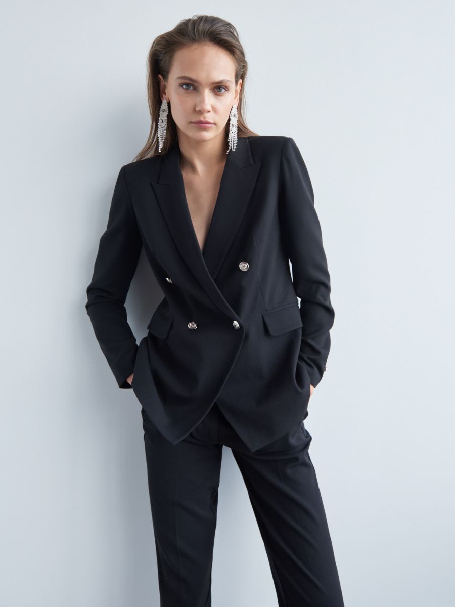 ladies black double breasted blazer