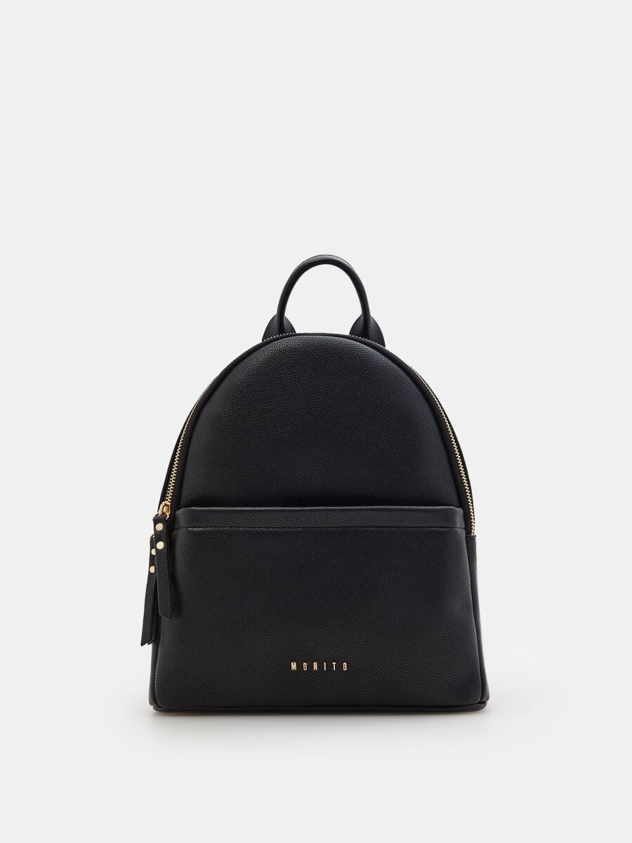 black fake leather backpack
