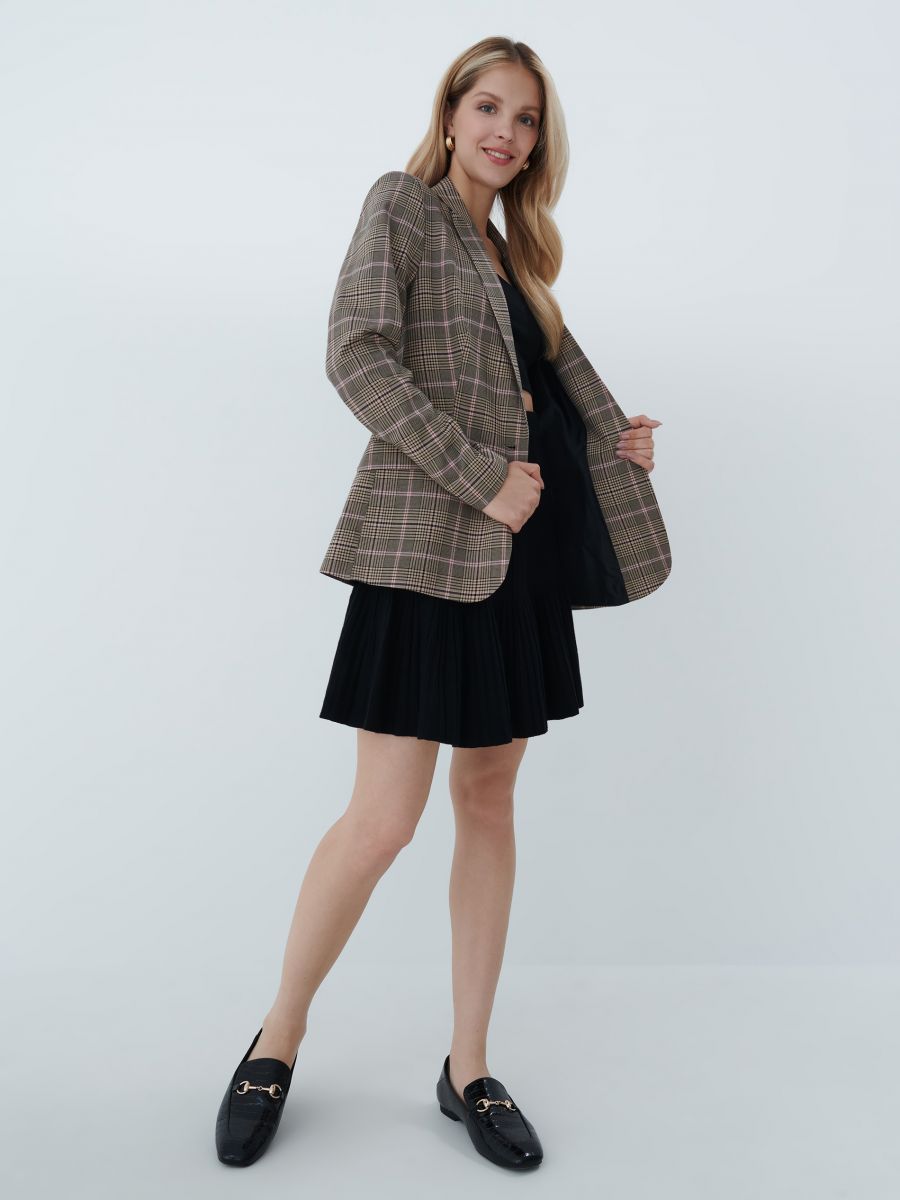 beige checkered blazer