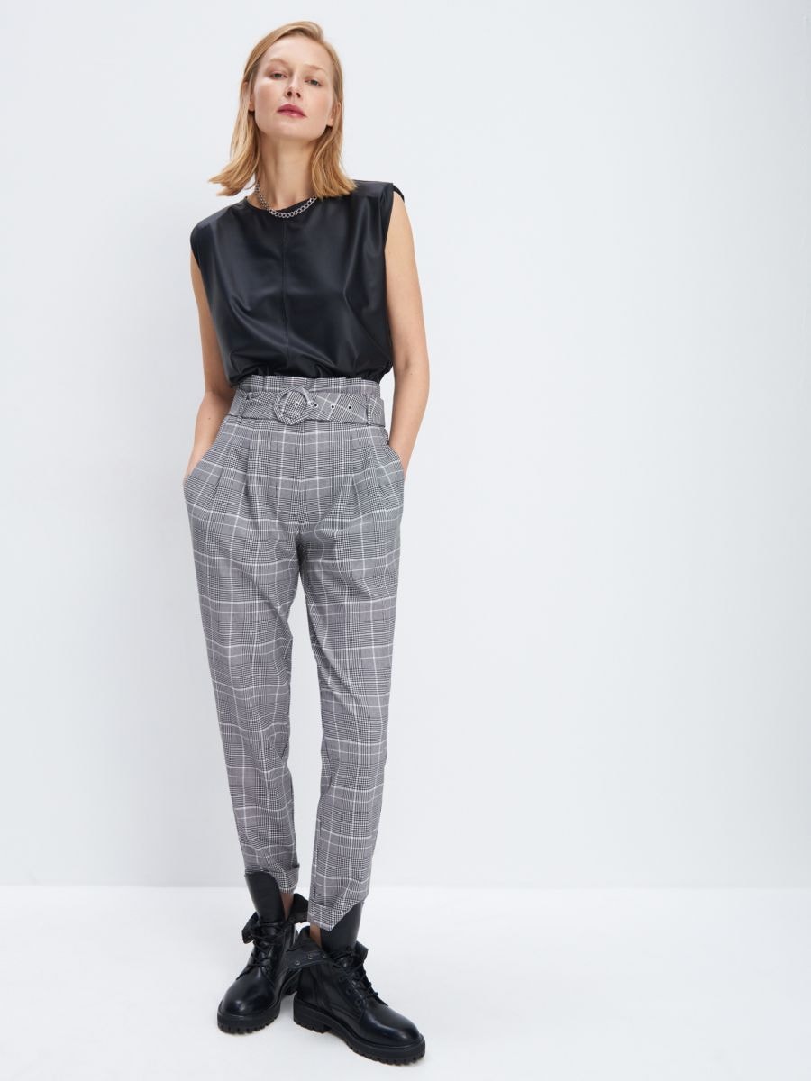 Check Paperbag trousers, MOHITO, 9321E-90P