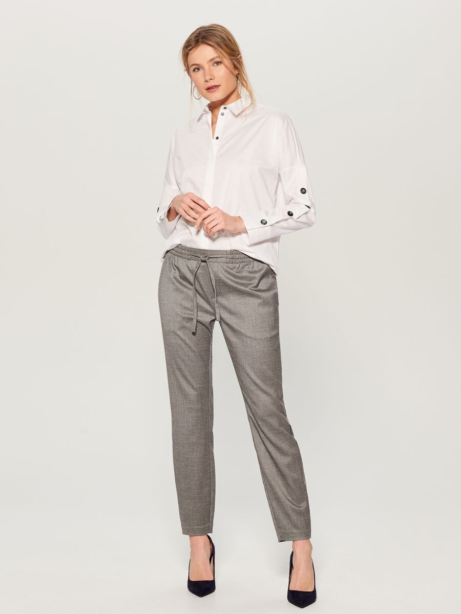 Light Grey Cigarette Trousers Online 