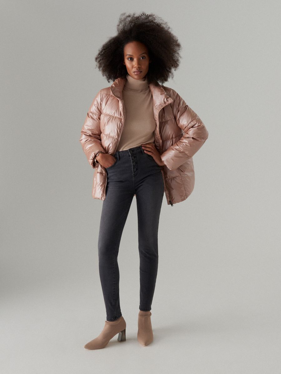 metallic quilted jacket