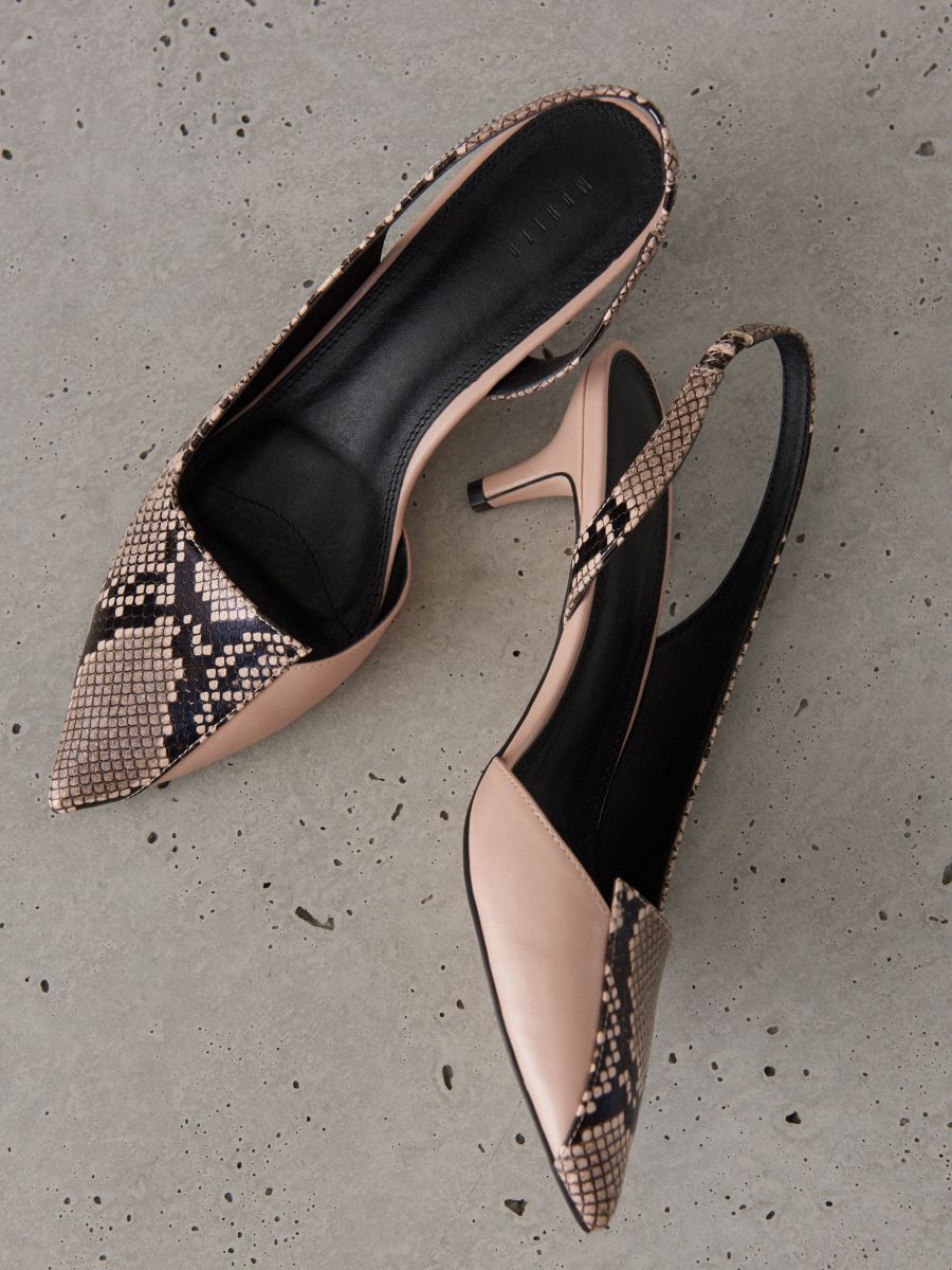 snake slingback heels