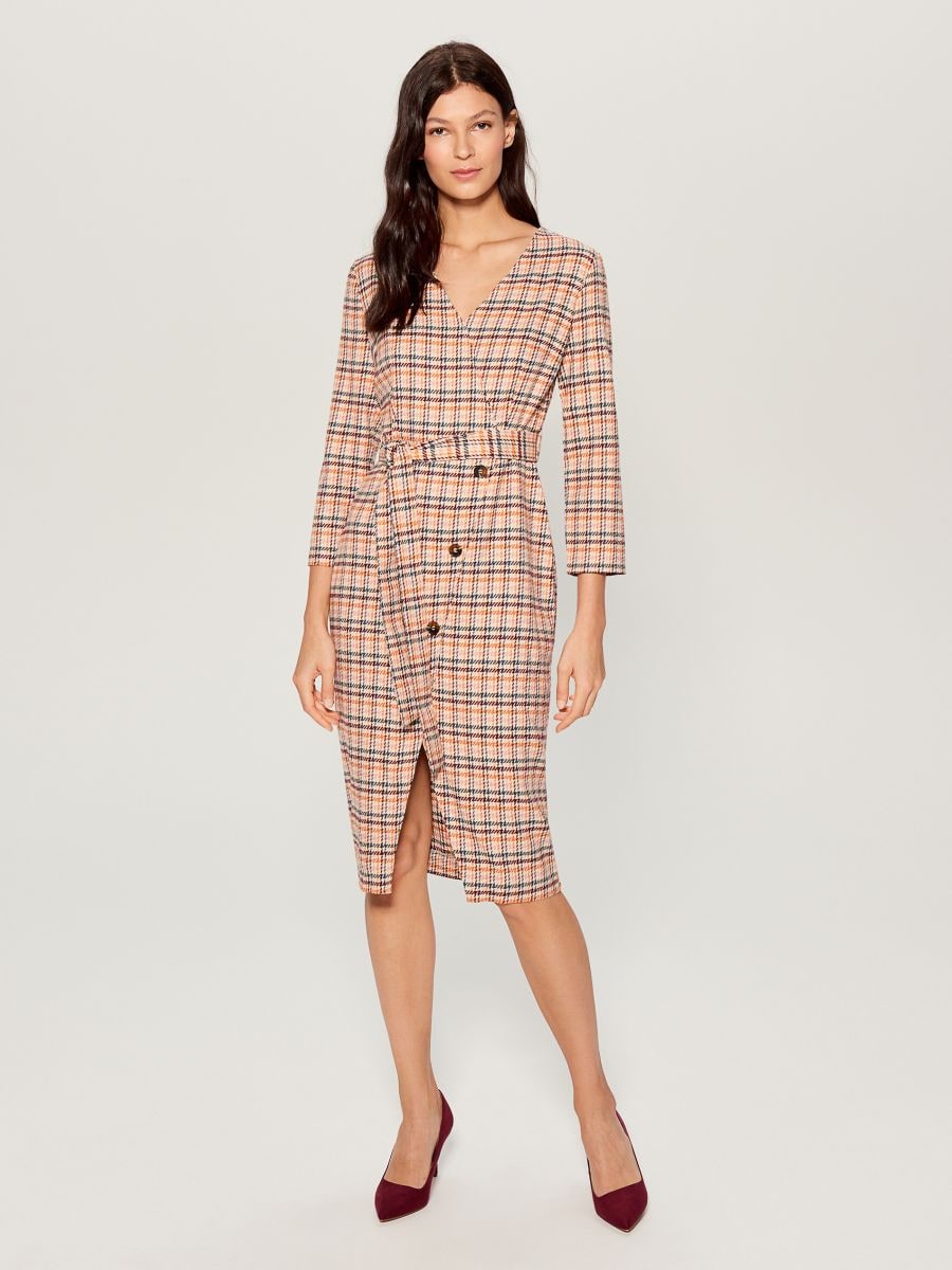 checkered wrap dress