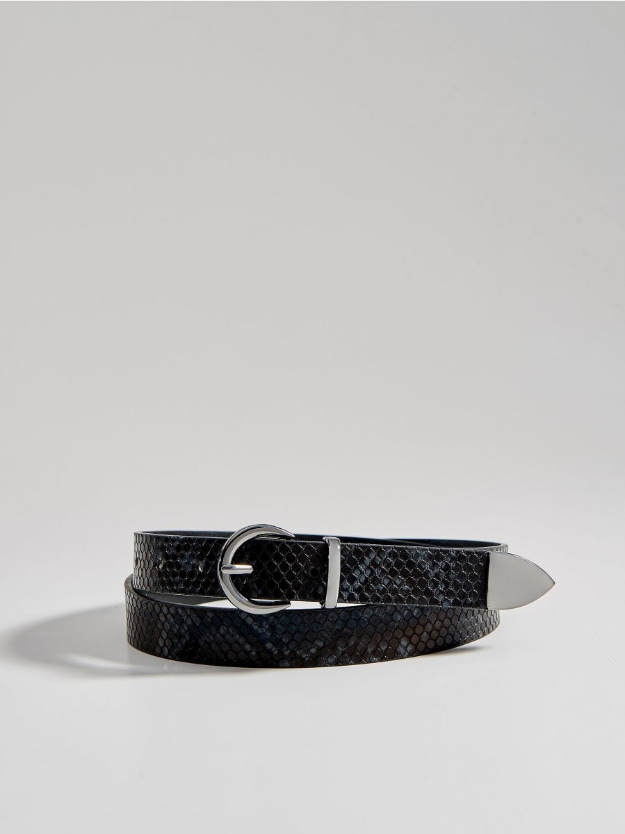 white snake print belt