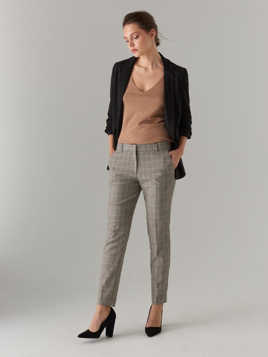 Checked cigarette trousers, MOHITO 