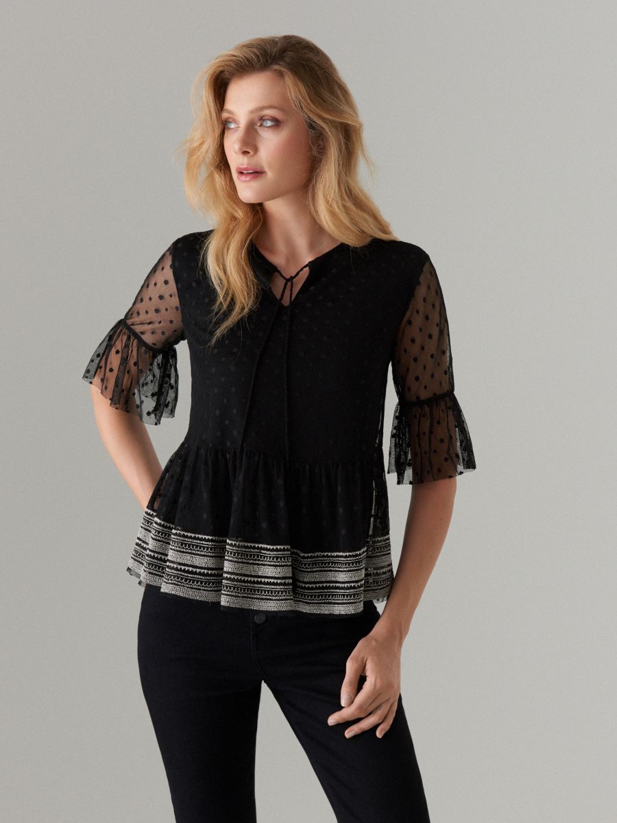 Plumetis blouse, MOHITO, XN949-99X