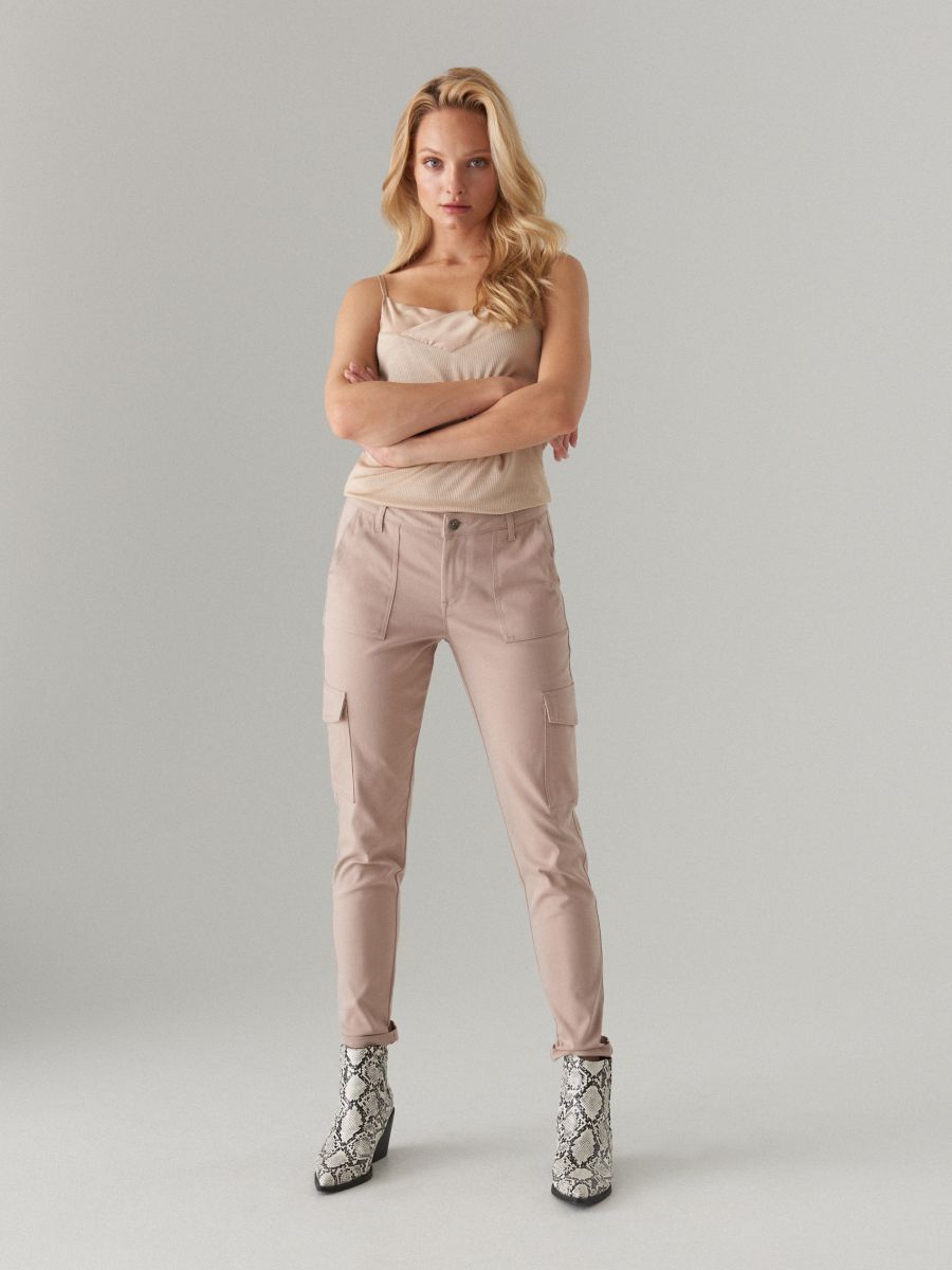 beige skinny trousers
