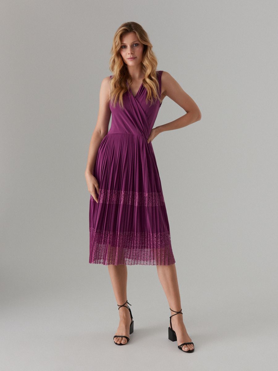 plisse midi dress
