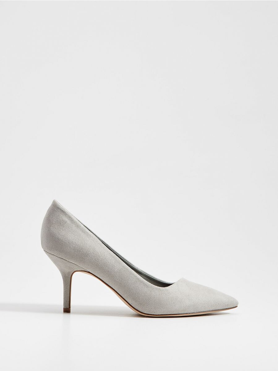 light grey suede heels