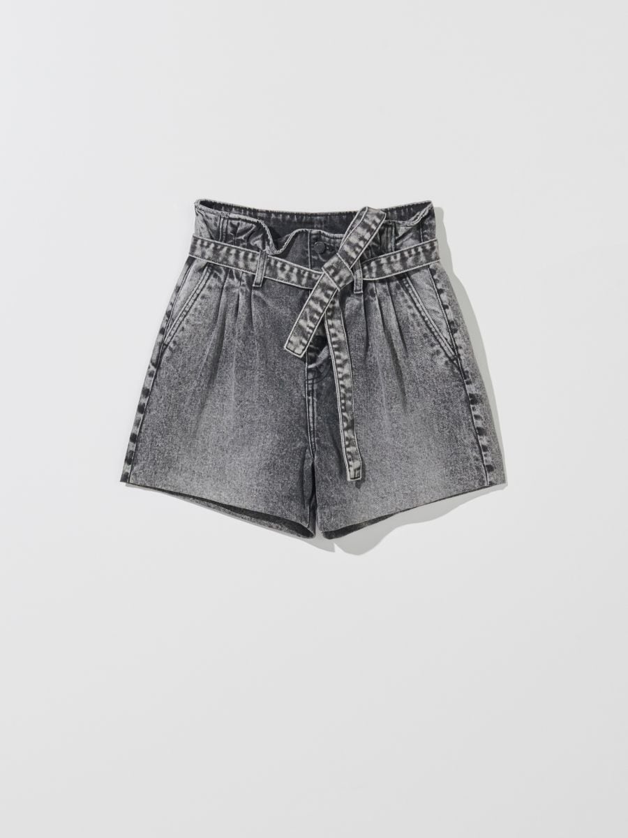 grey paperbag shorts