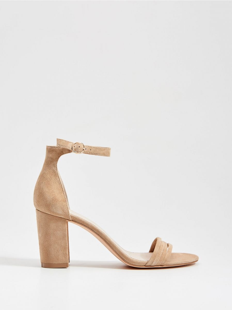 block suede heels